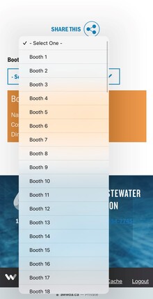 Example of booking booth space on mobile device